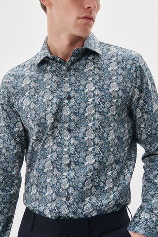 Matinique® Trostol Fancy Leaf Luxury Print Shirt/Oceanview - New AW24