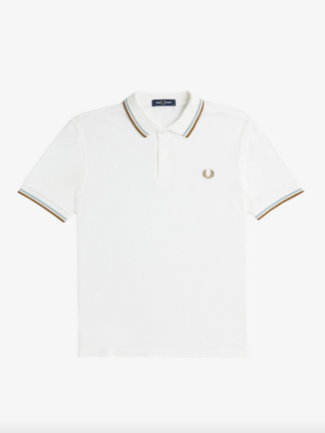 Fred Perry Twin Tipped Shirt/Snow White/Silver Blue - New HS24