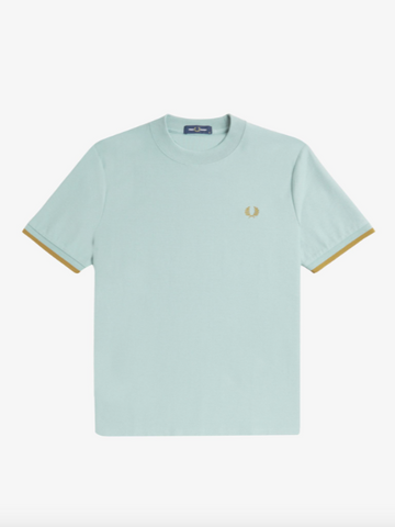 Fred Perry Tipped Cuff Pique Shirt/Silver Blue - New HS24