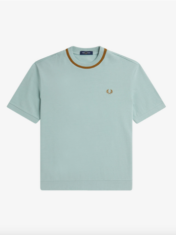 Fred Perry Crew Neck Pique T-Shirt/Silver Blue - New HS24