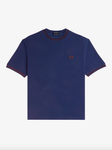 Fred Perry Ribbed Jersey T-Shirt/French Navy - New AW24