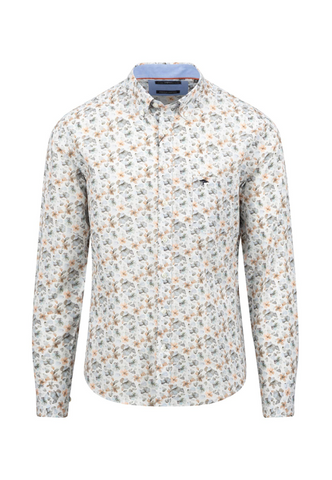 FYNCH HATTON® Premium Flower Print Shirt/Stone Green - New AW24