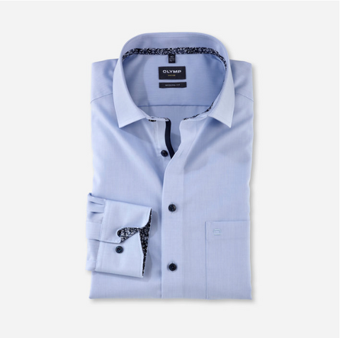 OLYMP® LUXOR Modern Fit Contrast Trim Shirt/Blue - New AW24