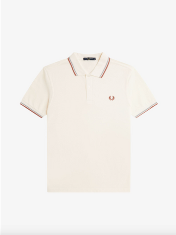 Fred Perry Twin Tipped Shirt/Light Ecru/Silver Blue - New SS25