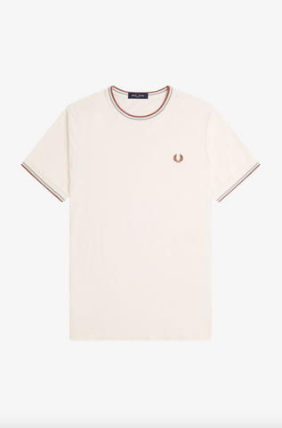 Fred Perry Twin Tipped T-Shirt/Light Ecru/Silverblue/Cinnamon