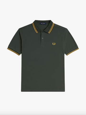 Fred Perry Twin Tipped Shirt/Court Green/Honeycomb - New SS25