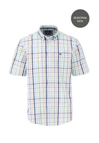 FYNCH HATTON® Summer Combi Check Shirt/Green - New SS25